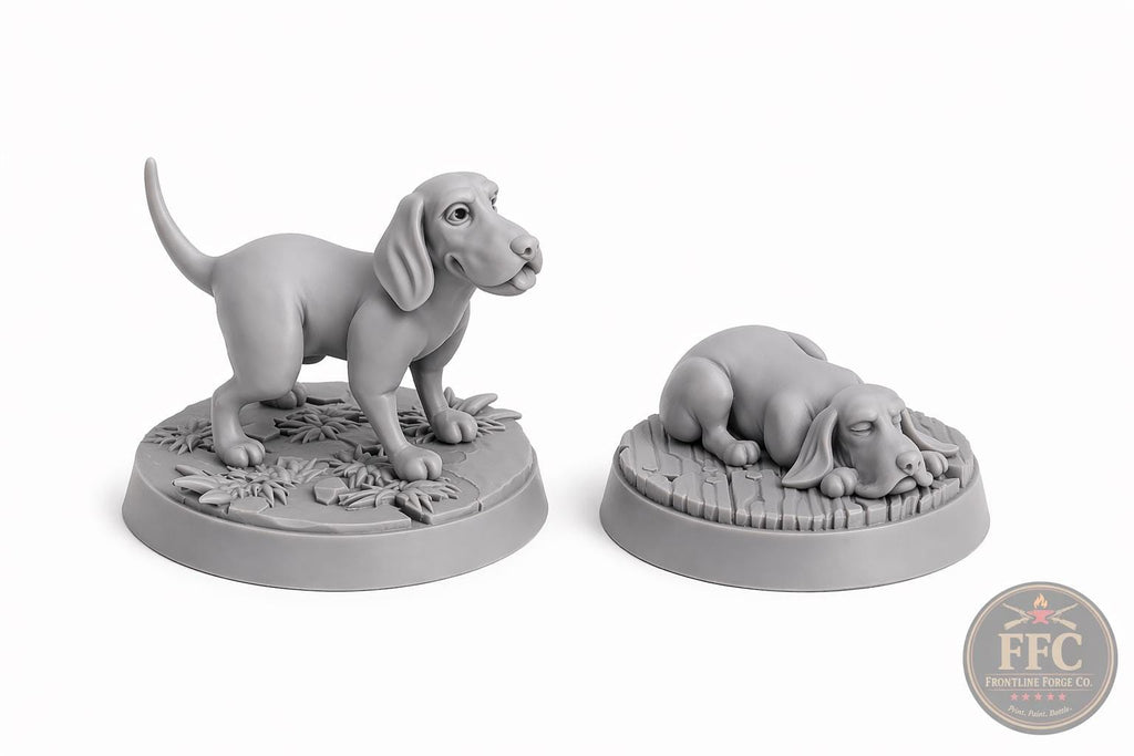 Dogs of War – Beagle Camp Mascot Two-Pack | WWII 3D Printed Resin Miniature | 6 Scales | Bolt Action Compatible