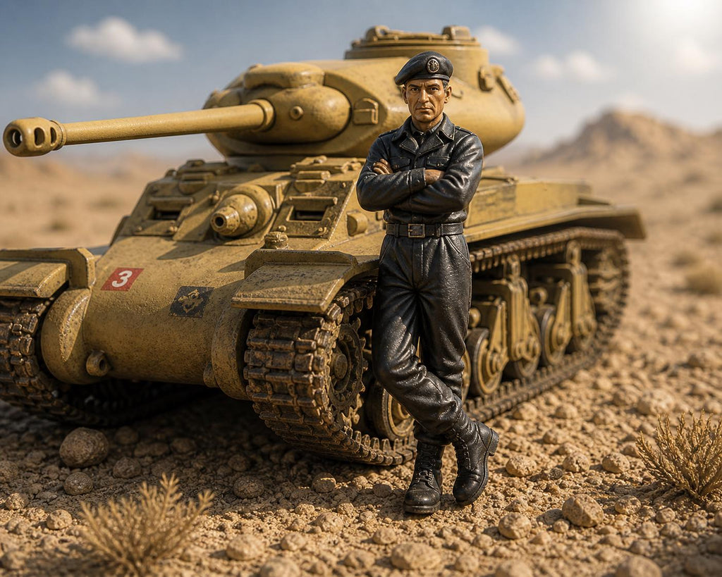WWII Australian Tank Commander Figure: Arms Crossed Beret - Bolt Action 6 Scales