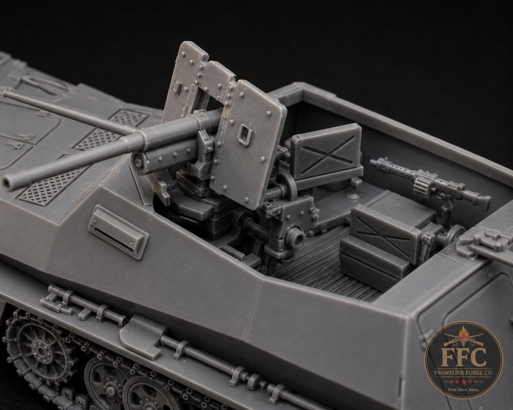 Sd.Kfz. 250-10 German Halftrack - 37mm PaK 36 - WWII Wehrmacht - 3D Printed Miniature