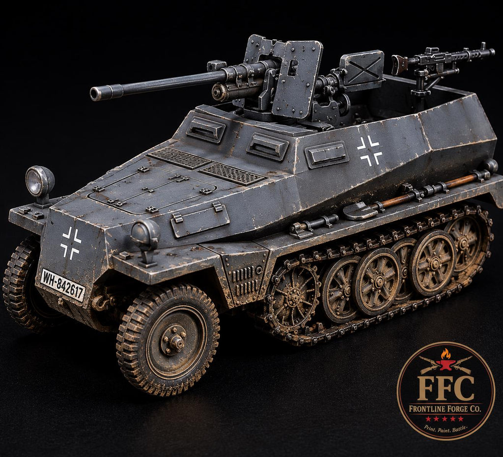 Sd.Kfz. 250-10 German Halftrack - 37mm PaK 36 - WWII Wehrmacht - 3D Printed Miniature