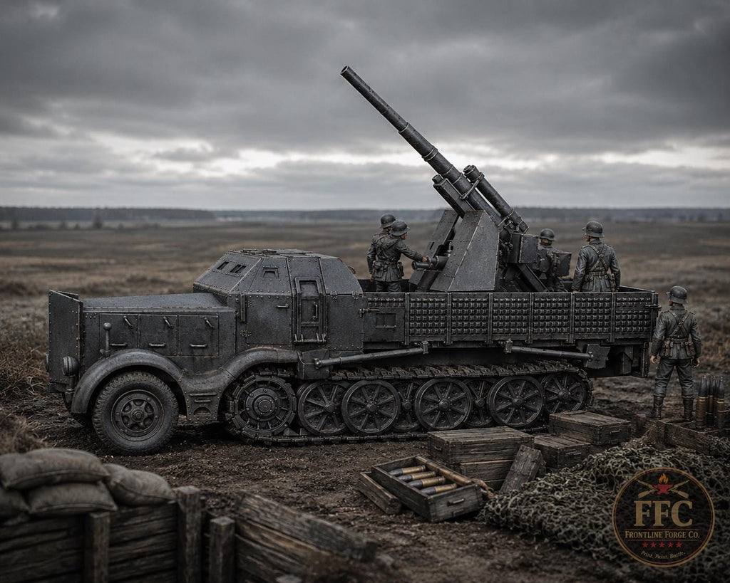 Schwerer Zugkraftwagen 18t - 88mm Flak - Sd.Kfz. 9 Famo - WWII - 3D Printed Miniature