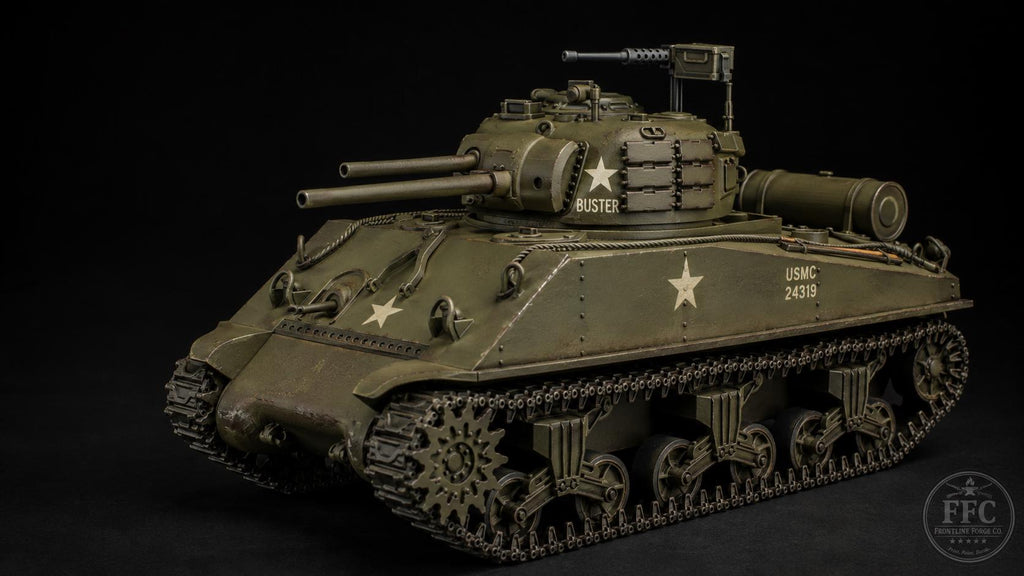 Sherman M4A3R3 Zippo Flamethrower Tank: 3D Printed WWII Miniature - Bolt Action Wargame - 6 Scales