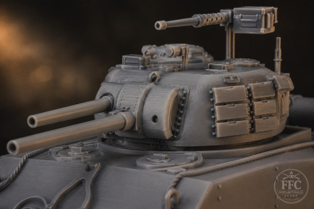 Sherman M4A3R3 Zippo Flamethrower Tank: 3D Printed WWII Miniature - Bolt Action Wargame - 6 Scales