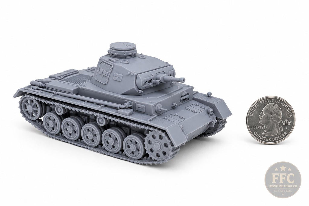 Panzer III Ausf A Early War Tank: 3D Printed WWII Miniature - 6 Scales - Bolt Action Compatible