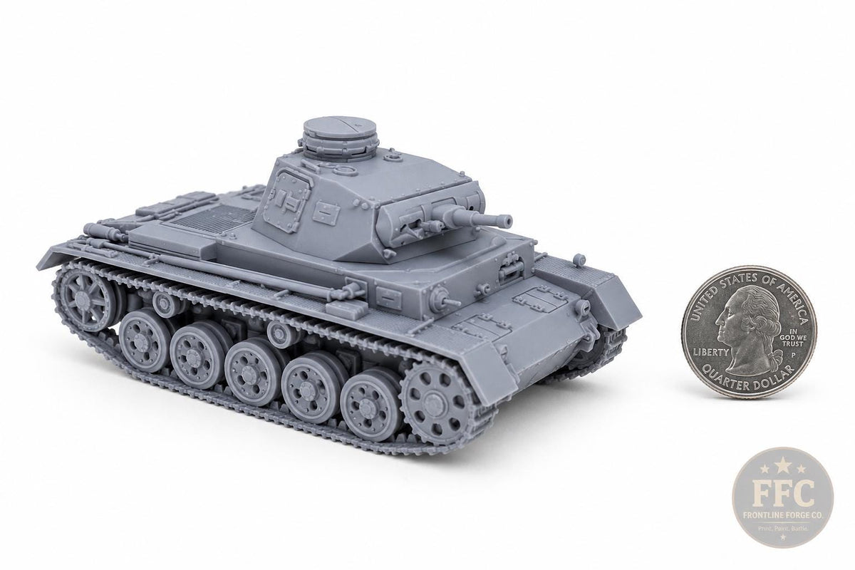 Panzer III Ausf A Early War Tank: 3D Printed WWII Miniature - 6 Scales - Bolt Action Compatible