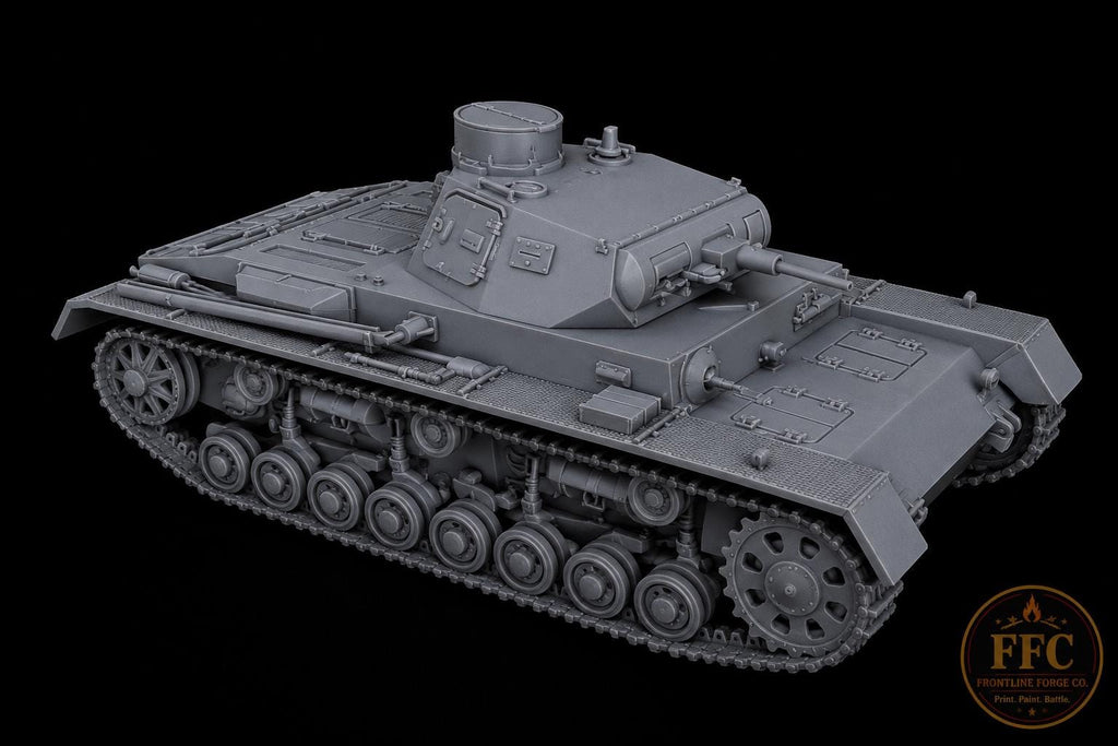 Panzer III Ausf B Early War Tank: 3D Printed WWII Miniature - 6 Scales - Bolt Action Compatible