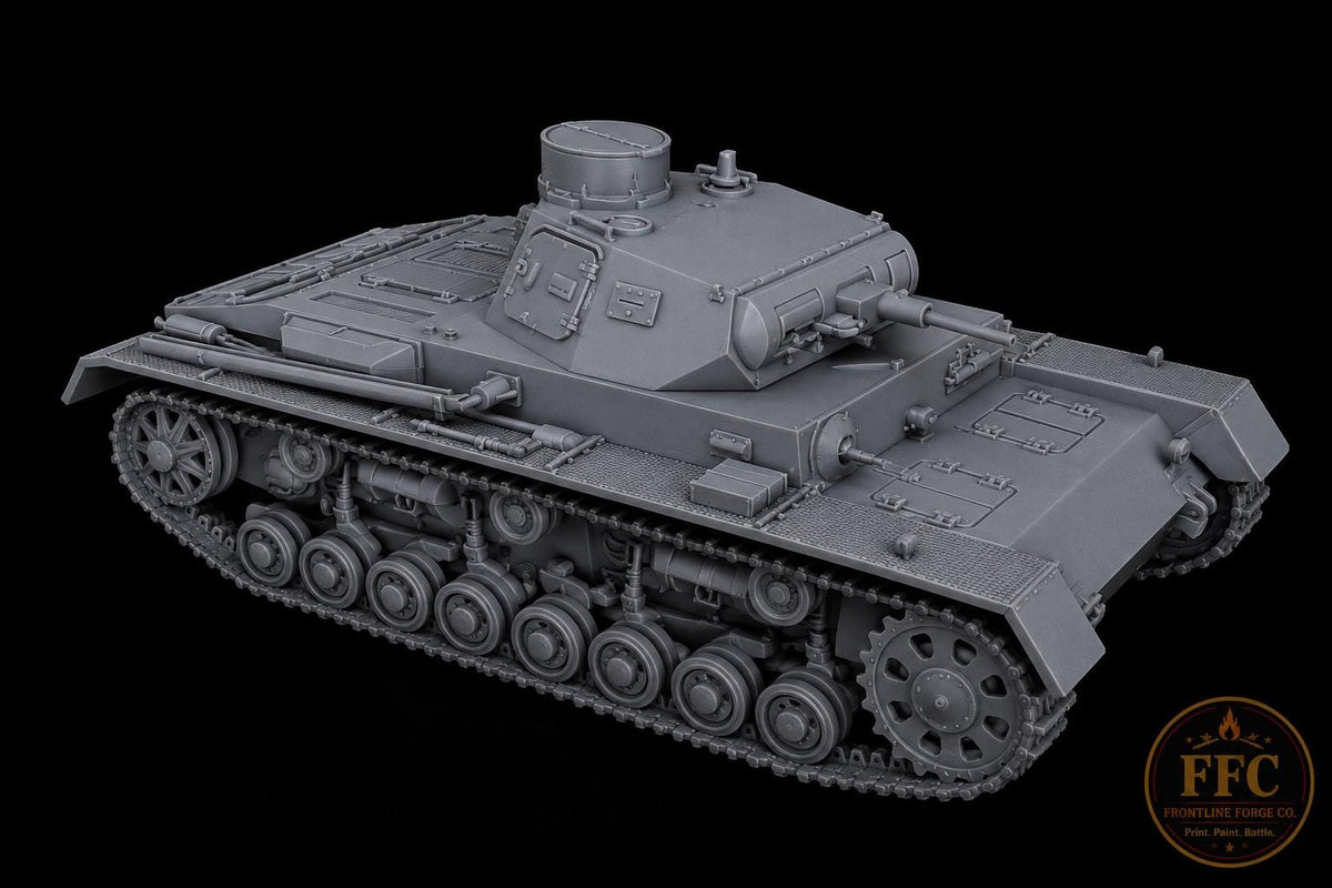 Panzer III Ausf B Early War Tank: 3D Printed WWII Miniature - 6 Scales - Bolt Action Compatible