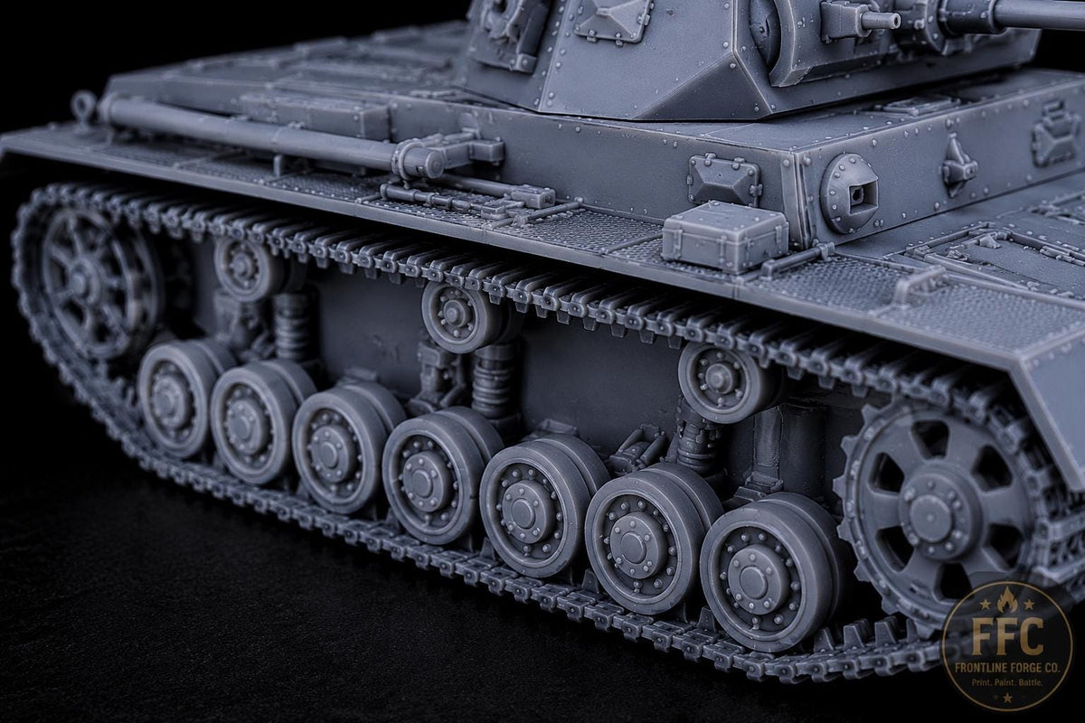 Panzer III Ausf C Early War Tank: 3D Printed WWII Miniature - 6 Scales - Bolt Action Compatible