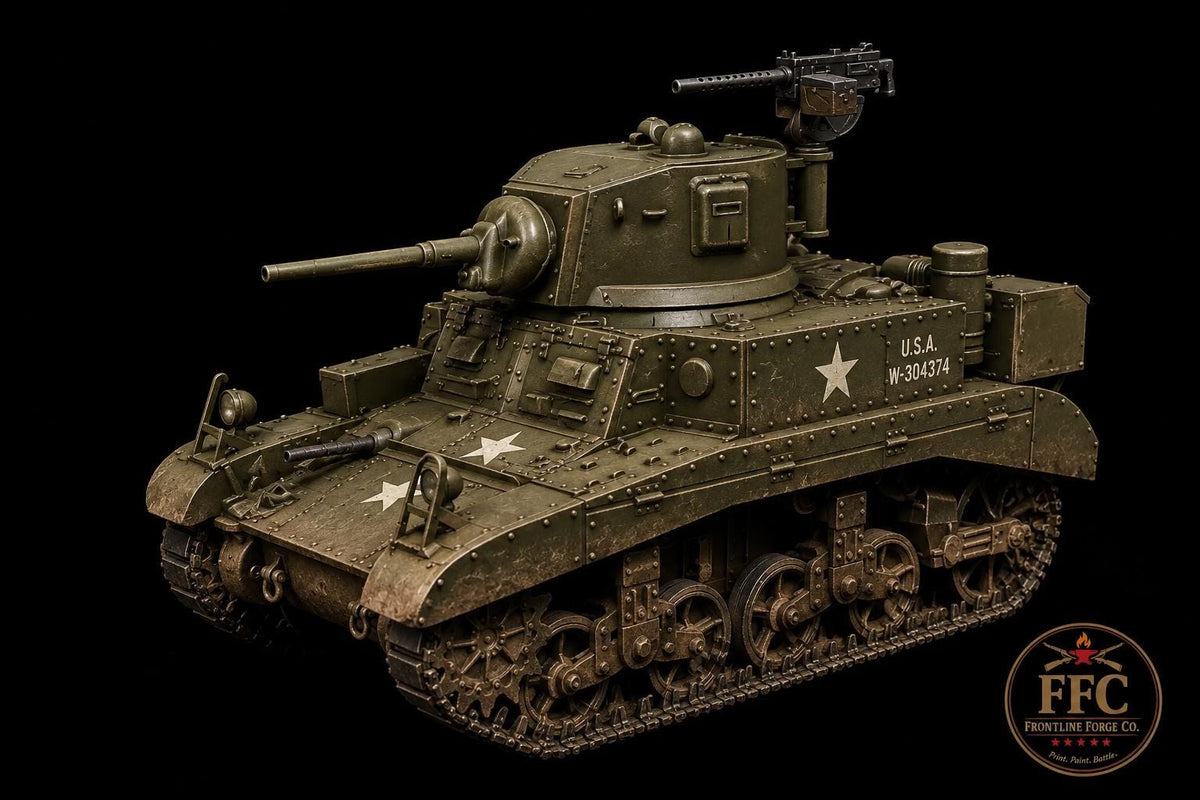 M3 Stuart Mk I Honey - WWII Allied Light Tank - 3D Printed Wargaming Miniature