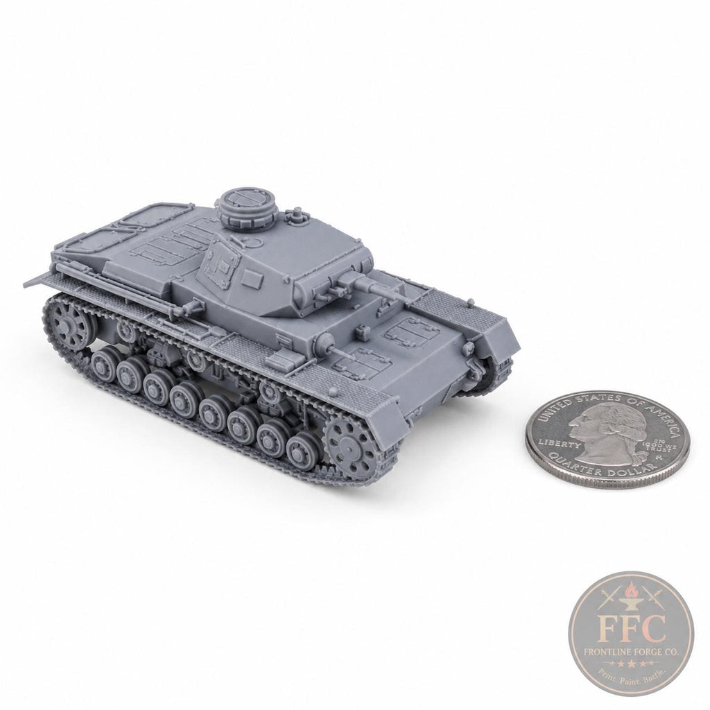 Panzer III Ausf D Early War Tank: 3D Printed WWII Miniature - 6 Scales - Bolt Action Compatible