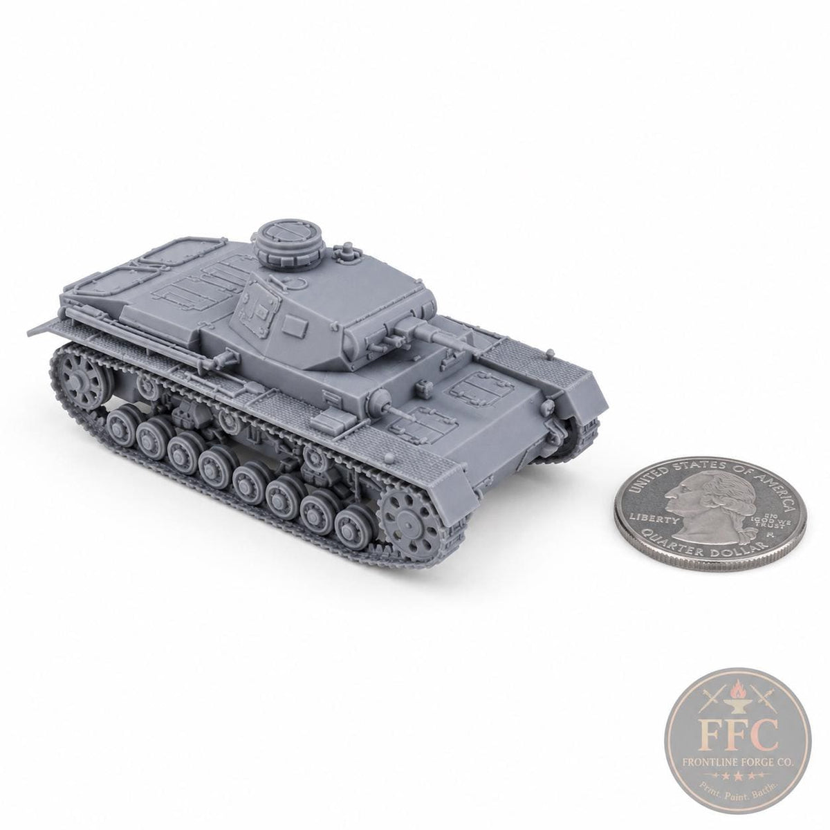Panzer III Ausf D Early War Tank: 3D Printed WWII Miniature - 6 Scales - Bolt Action Compatible