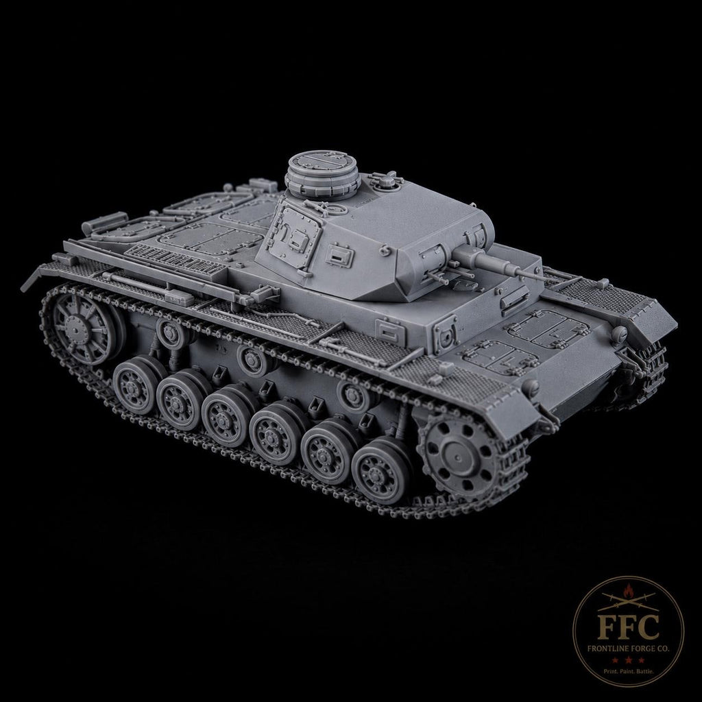 Panzer III Ausf E WWII Tank: 3D Printed Miniature - 6 Scales - Bolt Action Compatible