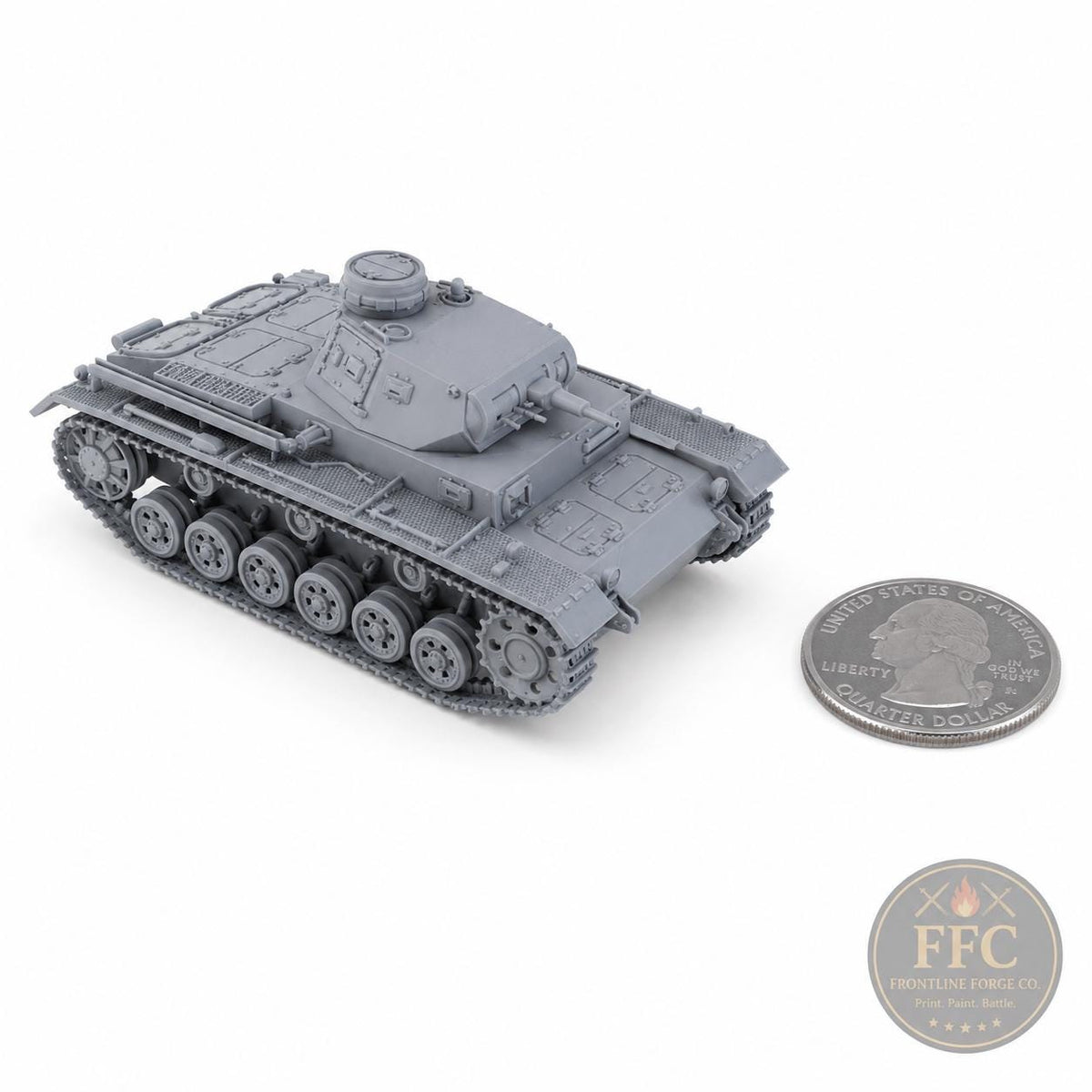 Panzer III Ausf E WWII Tank: 3D Printed Miniature - 6 Scales - Bolt Action Compatible