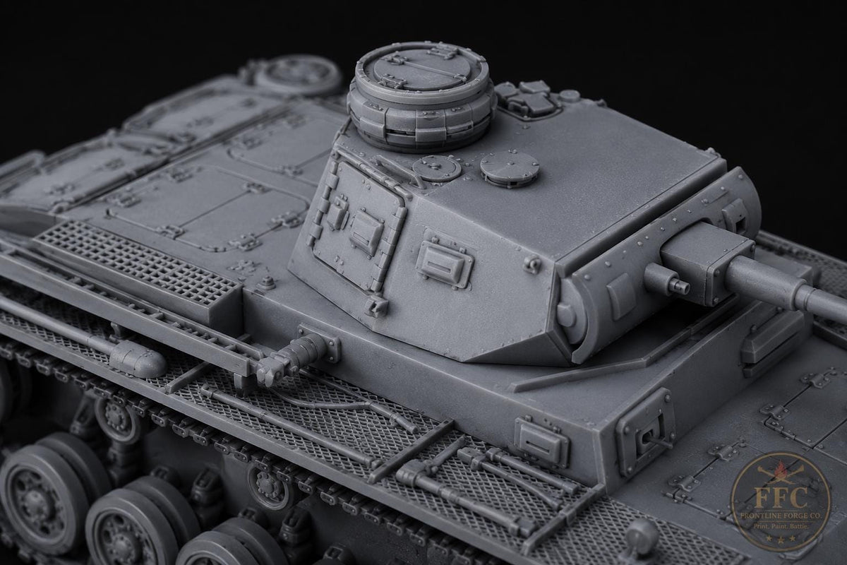 Panzer III Ausf F WWII Tank: 3D Printed Miniature - 6 Scales - Bolt Action Compatible