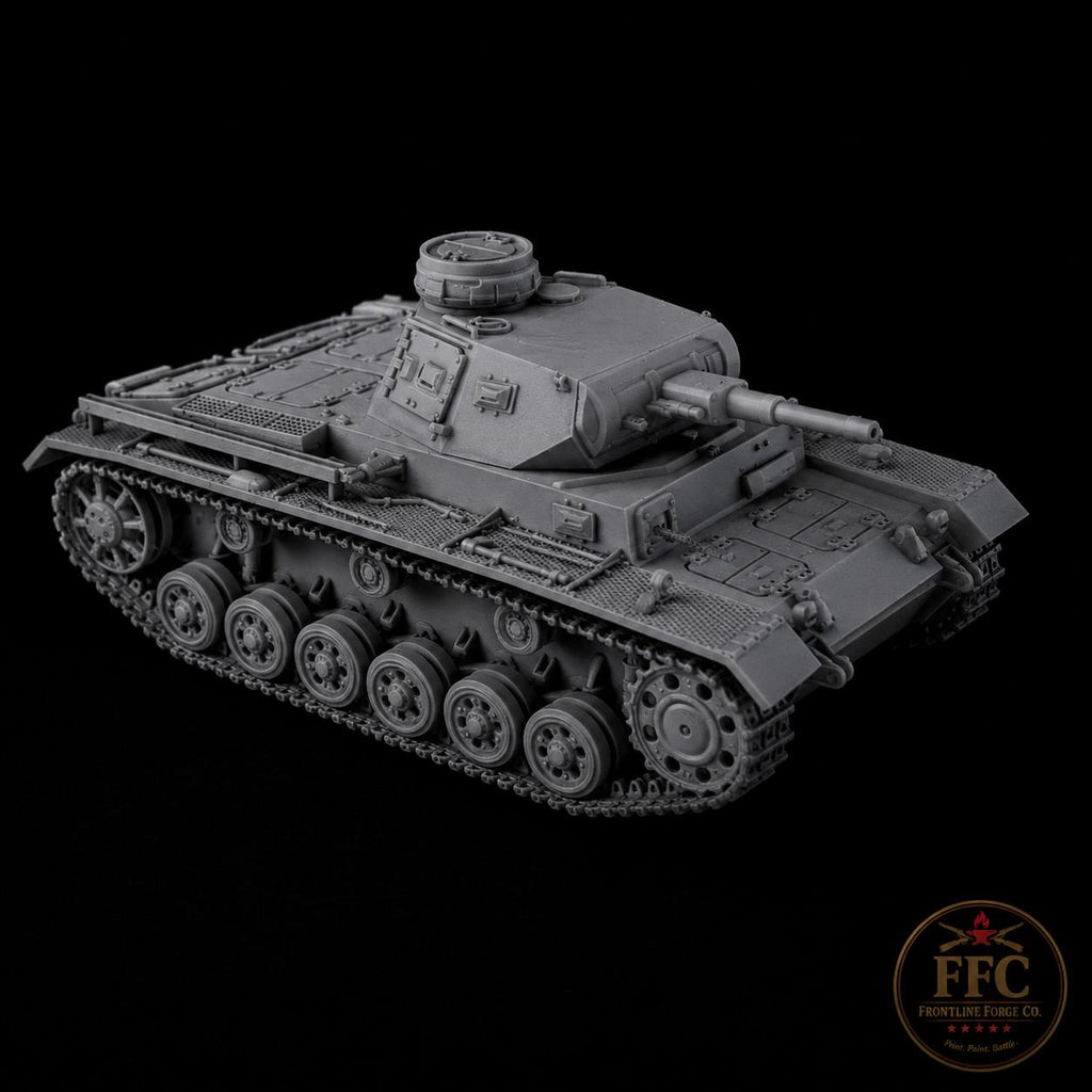Panzer III Ausf G WWII Tank: 3D Printed Miniature - 6 Scales - Bolt Action Compatible