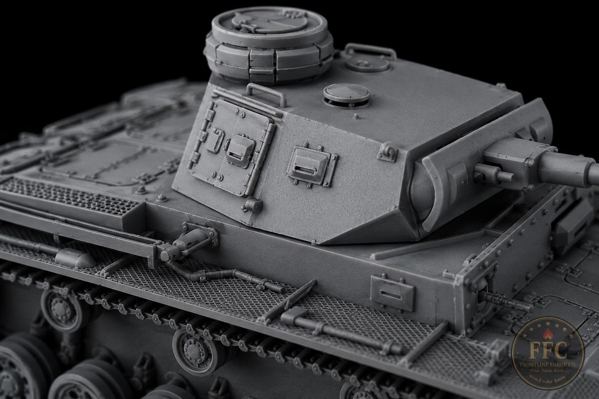 Panzer III Ausf H WWII Tank: 3D Printed Miniature - 6 Scales - Bolt Action Compatible