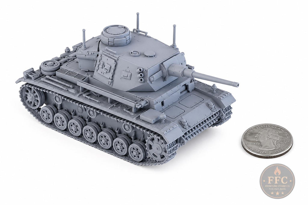 Panzer III Ausf K Command Tank: 3D Printed WWII Miniature - 6 Scales - Bolt Action