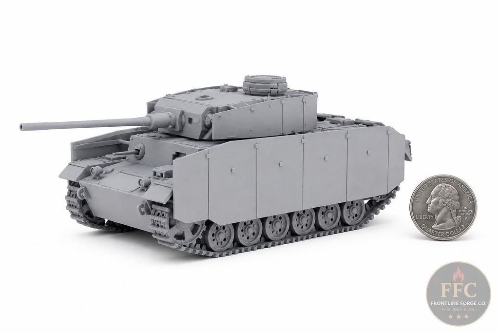 Panzer III Ausf L with Schürzen WWII Tank: 3D Printed Miniature - 6 Scales - Bolt Action
