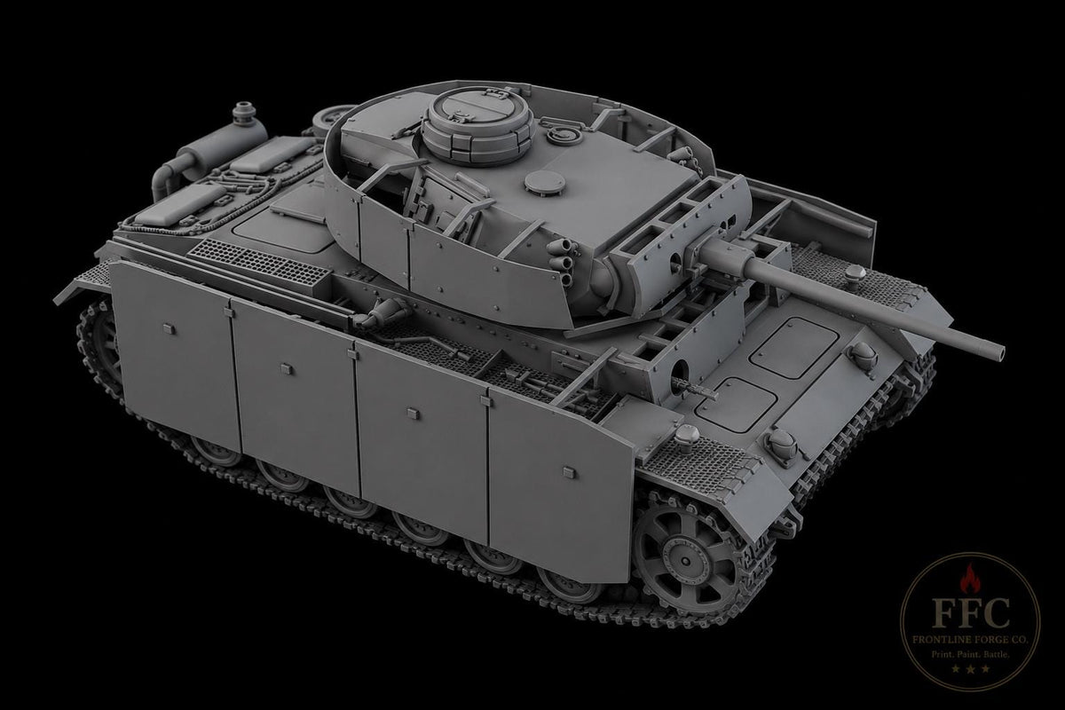 Panzer III Ausf M WWII Tank: 3D Printed Miniature - 6 Scales - Bolt Action Compatible