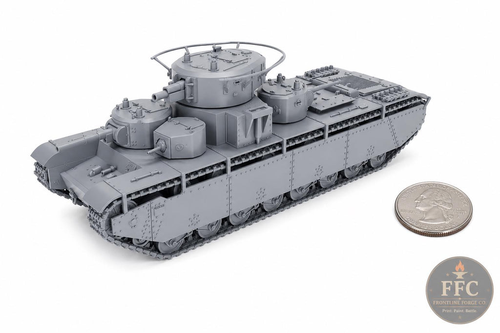 Soviet T-35A Heavy Tank: 3D Printed WWII Miniature - 6 Scales - Bolt Action Compatible