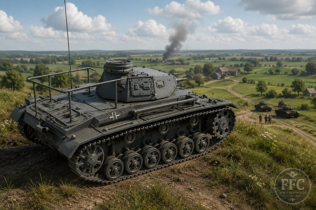 Panzerbefehlswagen III E Command Tank: 3D Printed WWII Miniature - 6 Scales - Bolt Action