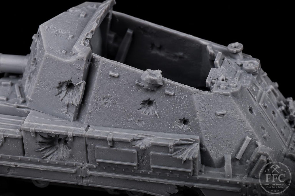 Destroyed Archer SPG: Battle Damage Wreck - WWII British Tank Destroyer Miniature - 6 Scales - Bolt Action Terrain