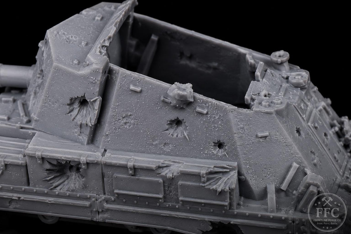 Destroyed Archer SPG: Battle Damage Wreck - WWII British Tank Destroyer Miniature - 6 Scales - Bolt Action Terrain