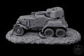 Destroyed BA-10 Armored Car: Battle Damage Wreck - WWII Soviet Vehicle Miniature - 6 Scales - Bolt Action Terrain