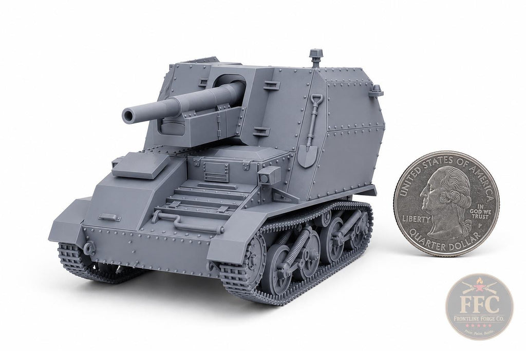 leFH16 auf Bren Carrier SPG: 3D Printed WWII Miniature - 6 Scales - Bolt Action Compatible