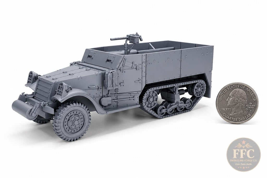 M3 Half-Track APC: 3D Printed WWII Miniature - 6 Scales - Bolt Action Compatible
