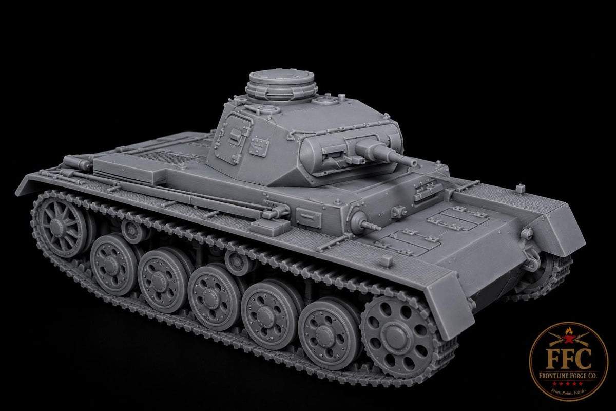 Panzer III Ausf A Early War Tank: 3D Printed WWII Miniature - 6 Scales - Bolt Action Compatible