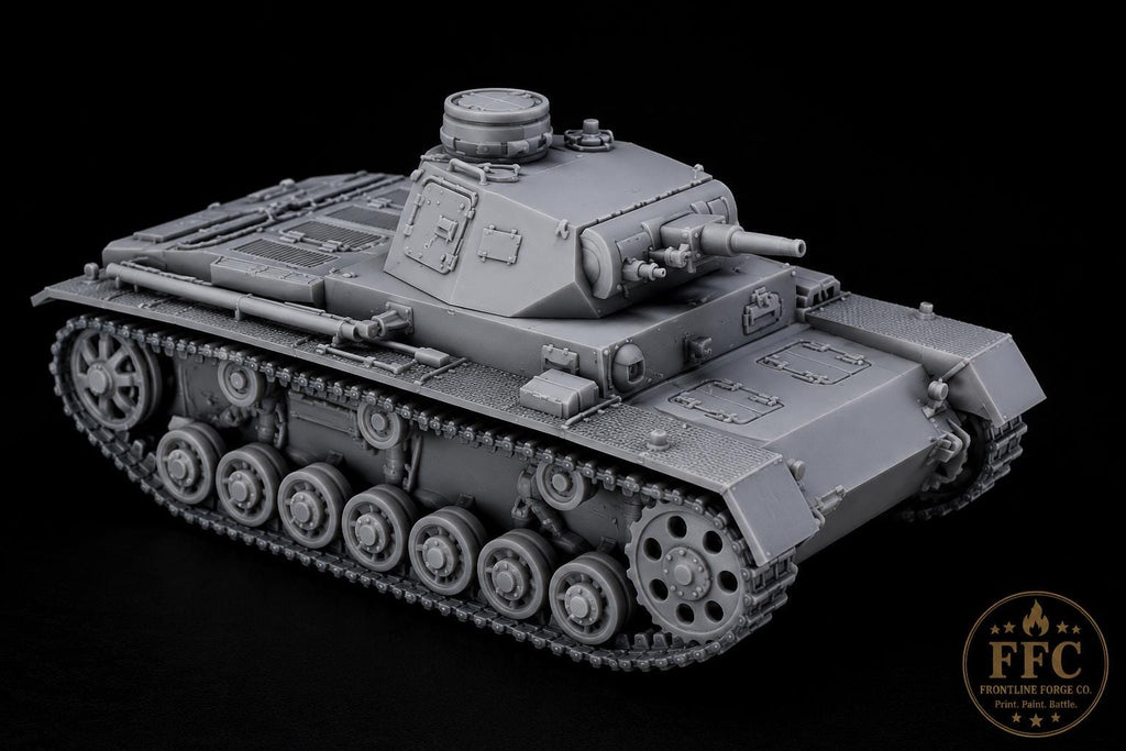 Panzer III Ausf C Early War Tank: 3D Printed WWII Miniature - 6 Scales - Bolt Action Compatible