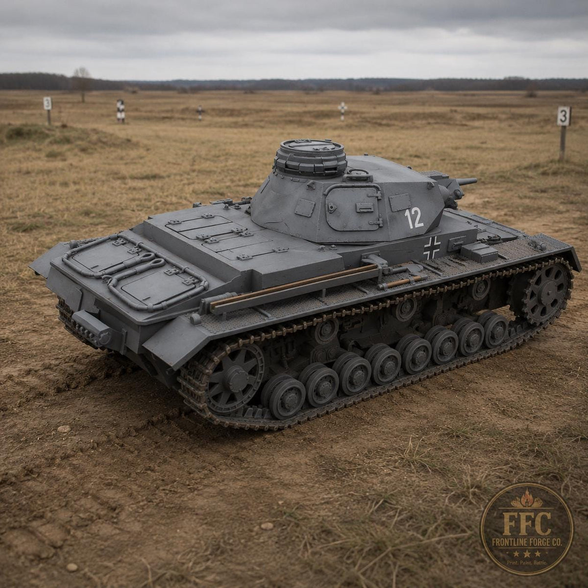 Panzer III Ausf D Early War Tank: 3D Printed WWII Miniature - 6 Scales - Bolt Action Compatible