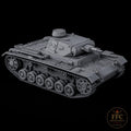 Panzer III Ausf F WWII Tank: 3D Printed Miniature - 6 Scales - Bolt Action Compatible