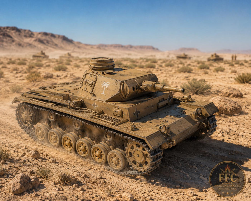 Panzer III Ausf G WWII Tank: 3D Printed Miniature - 6 Scales - Bolt Action Compatible
