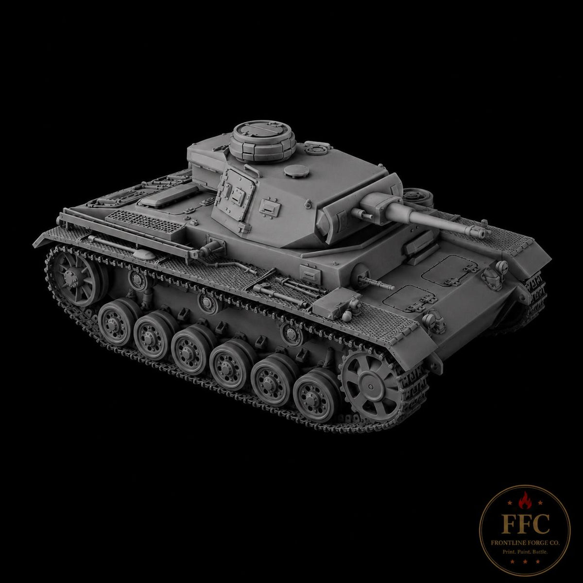 Panzer III Ausf J WWII Tank: 3D Printed Miniature - 6 Scales - Bolt Action Compatible