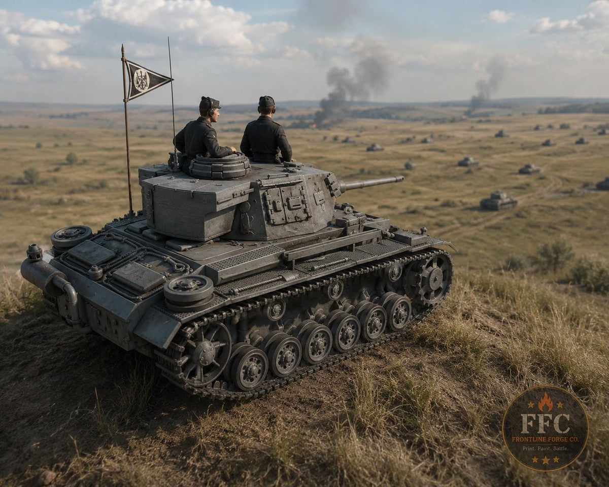 Panzer III Ausf K Command Tank: 3D Printed WWII Miniature - 6 Scales - Bolt Action