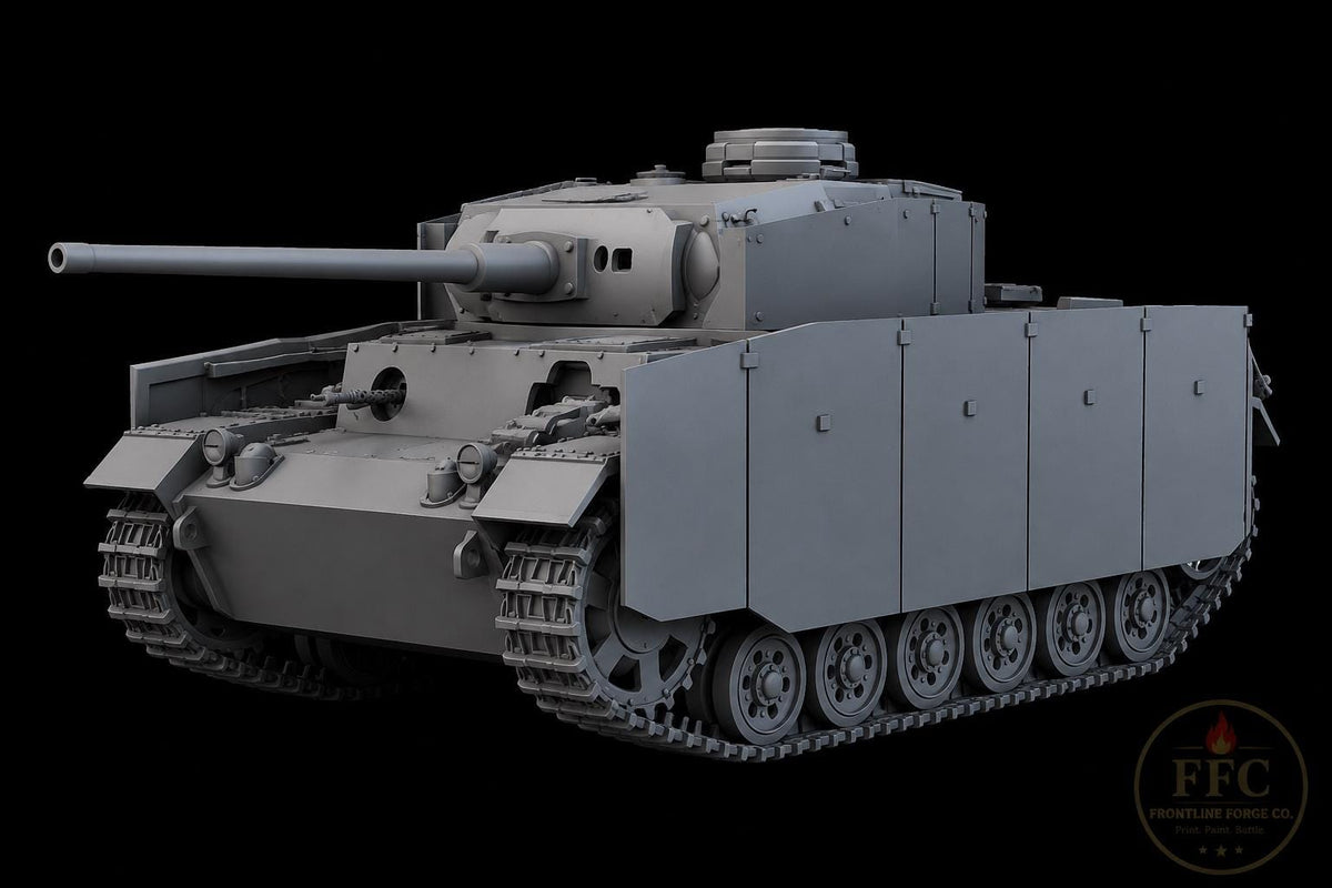 Panzer III Ausf L with Schürzen WWII Tank: 3D Printed Miniature - 6 Scales - Bolt Action