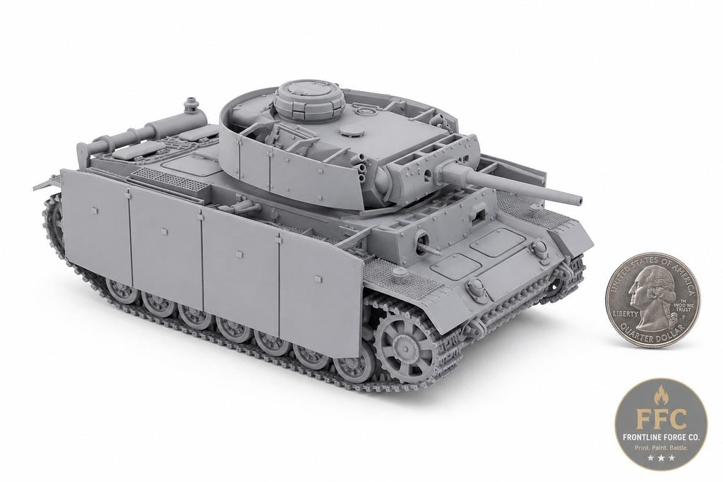 Panzer III Ausf M WWII Tank: 3D Printed Miniature - 6 Scales - Bolt Action Compatible