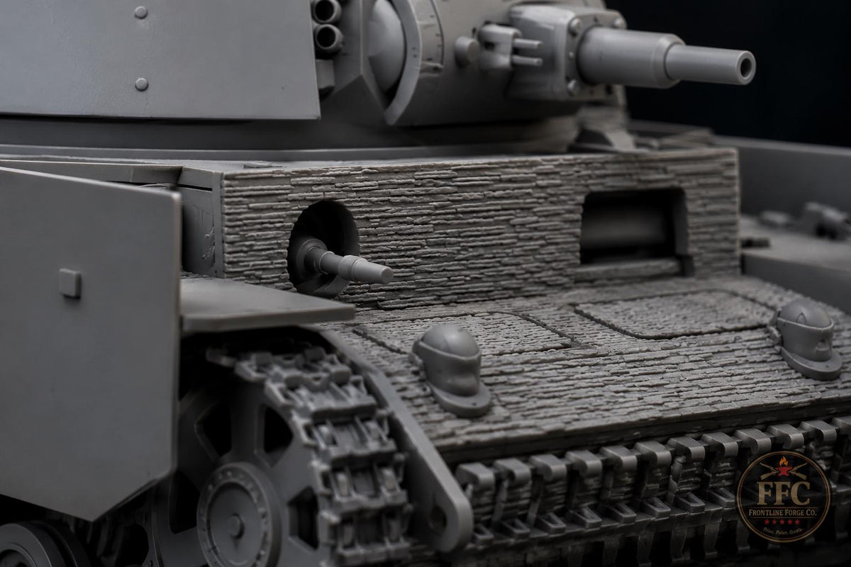 Panzer III Ausf N Zimmerit Close Support Tank: 3D Printed WWII Miniature - 6 Scales