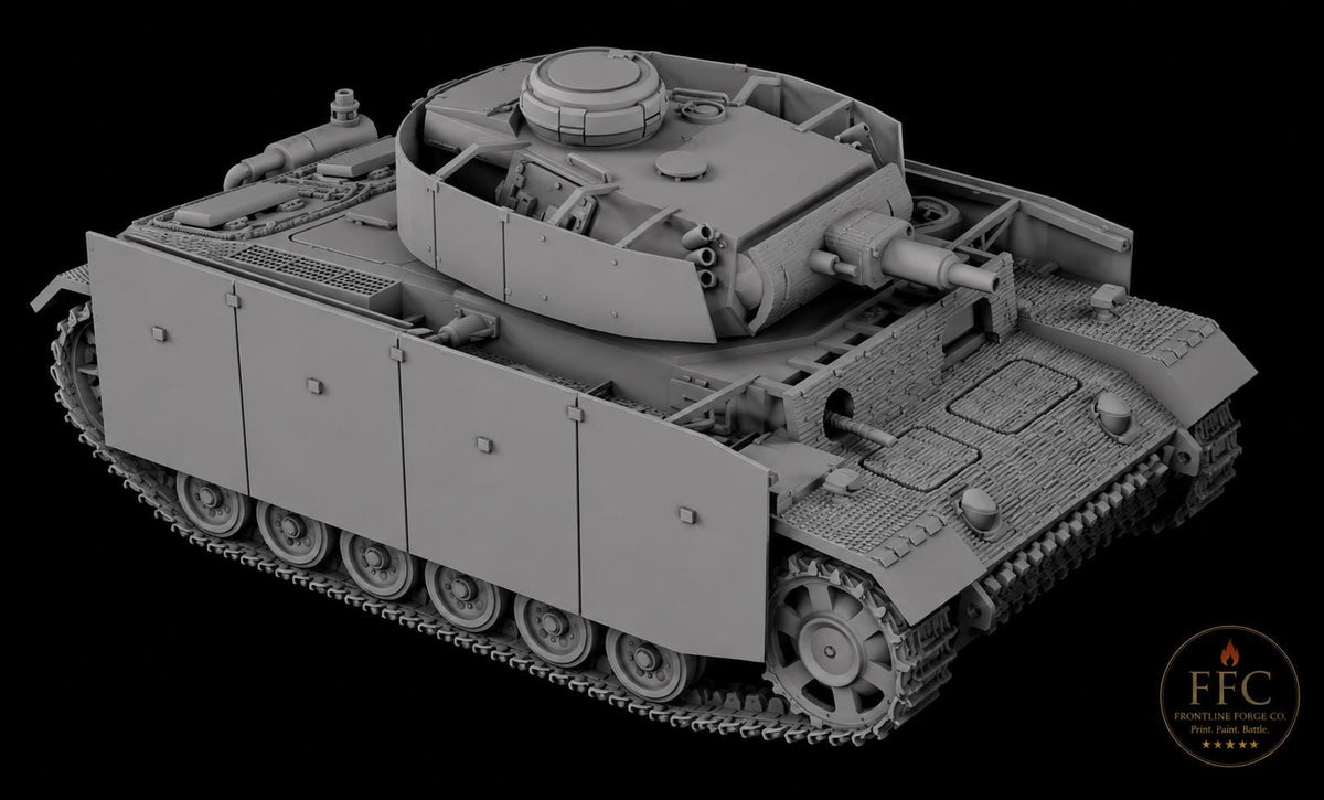 Panzer III Ausf N Zimmerit Close Support Tank: 3D Printed WWII Miniature - 6 Scales