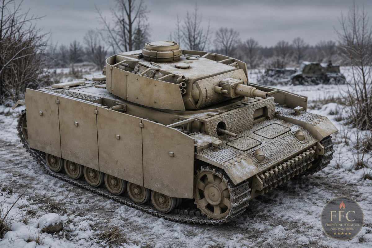 Panzer III Ausf N Zimmerit Close Support Tank: 3D Printed WWII Miniature - 6 Scales