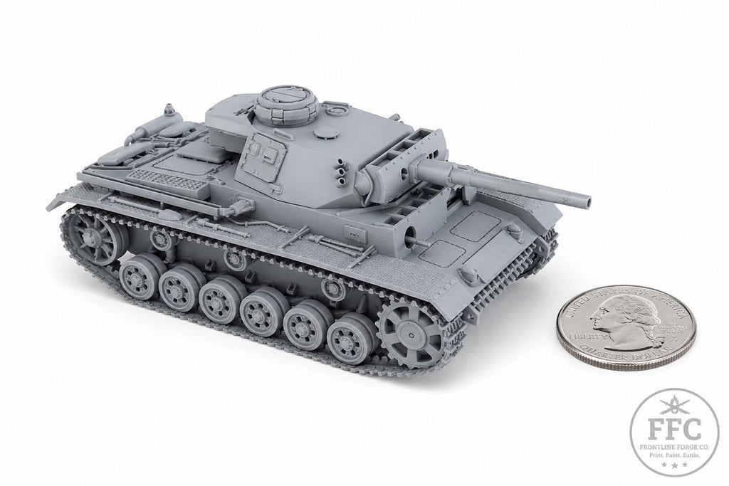 Flammpanzer III Ausf M Flamethrower Tank: 3D Printed WWII Miniature - 6 Scales - Bolt Action