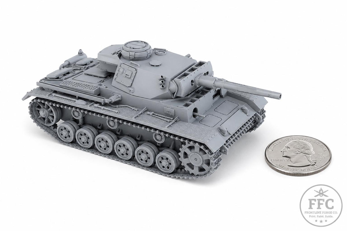 Flammpanzer III Ausf M Flamethrower Tank: 3D Printed WWII Miniature - 6 Scales - Bolt Action