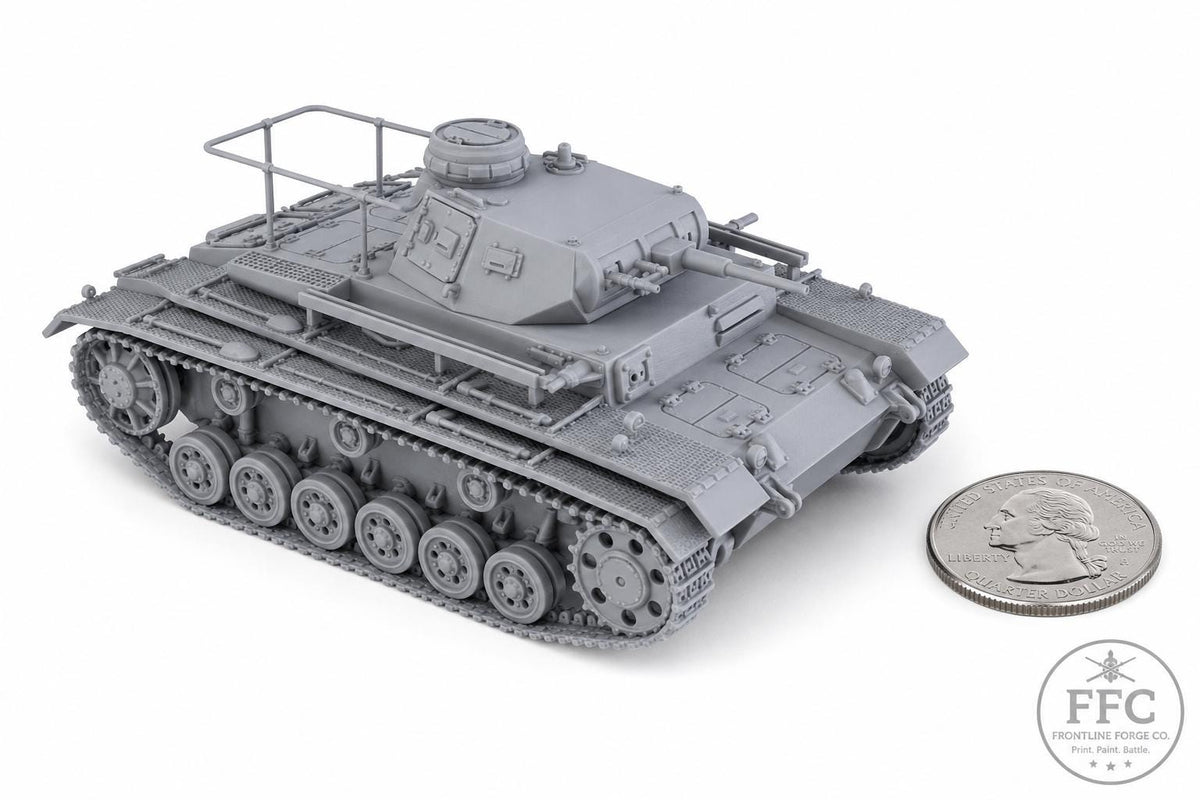 Panzerbefehlswagen III E Command Tank: 3D Printed WWII Miniature - 6 Scales - Bolt Action