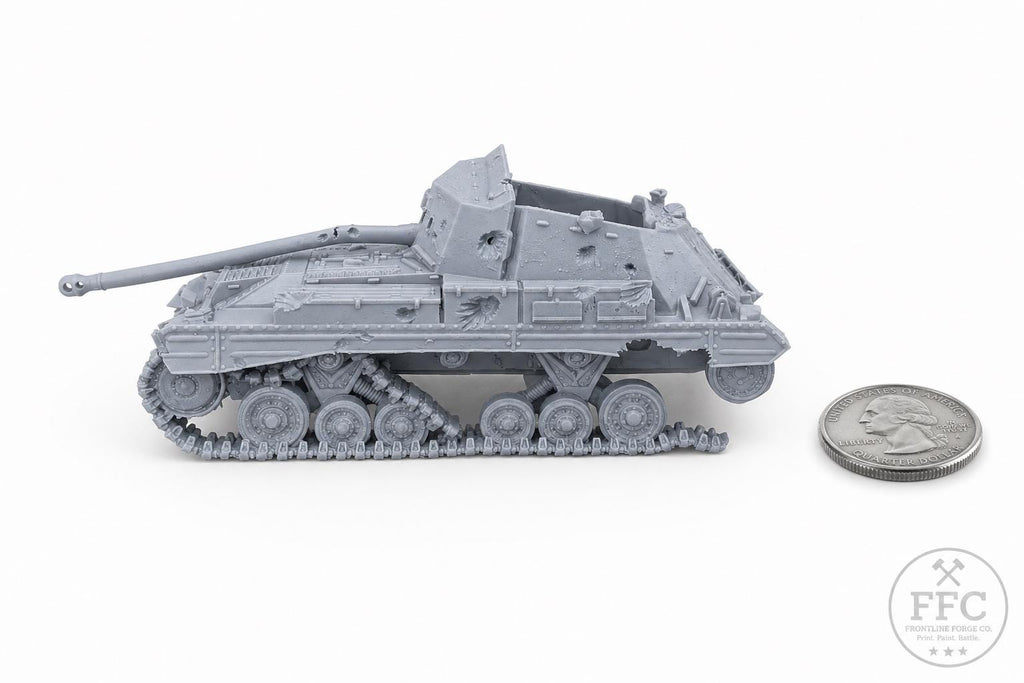 Destroyed Archer SPG: Battle Damage Wreck - WWII British Tank Destroyer Miniature - 6 Scales - Bolt Action Terrain
